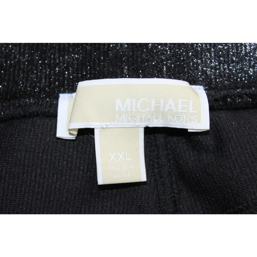 Michael Kors Black Sparkle Stretch Dressy Comfy Y2K Leggings Pants Plus Size